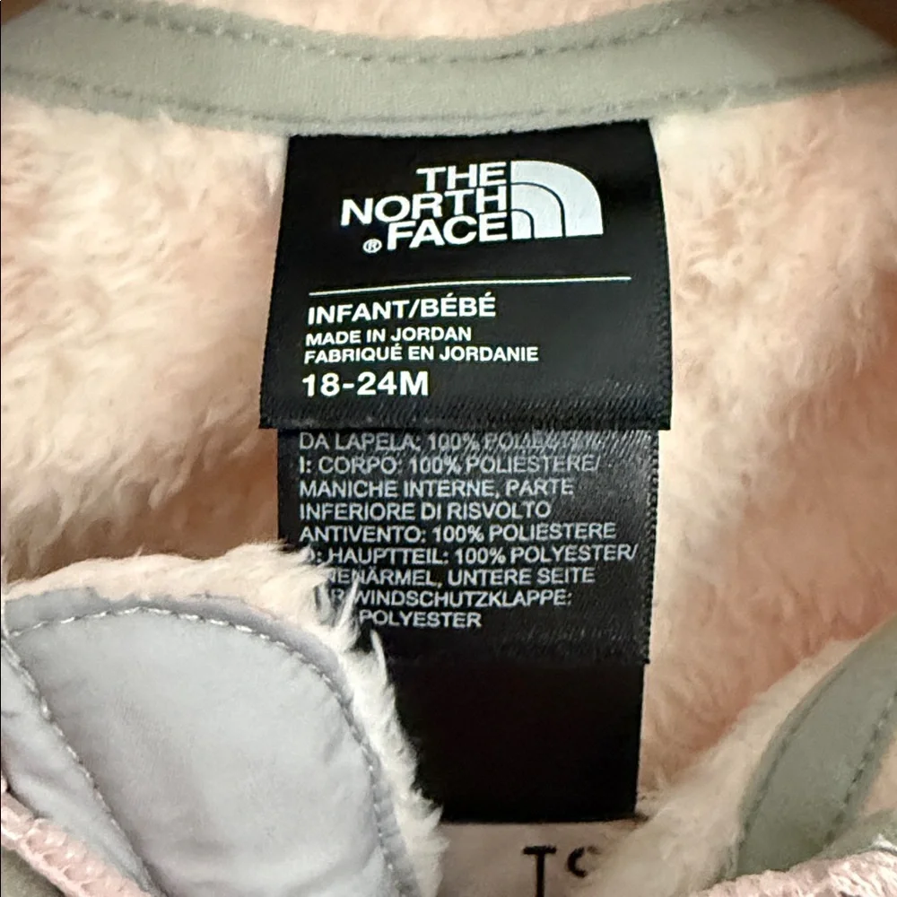 The North Face Campshire Pink White‎ Plaid Baby Fleece One Peice Onsie 18-24 M